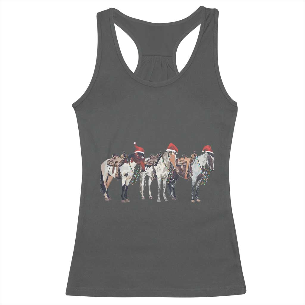 Horse Christmas Racerback Tank Top Western Cowboy Cowgirl Howdy Country TS10 Dark Heather Print Your Wear