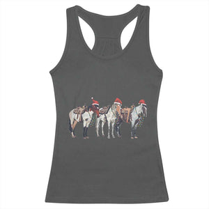Horse Christmas Racerback Tank Top Western Cowboy Cowgirl Howdy Country TS10 Dark Heather Print Your Wear