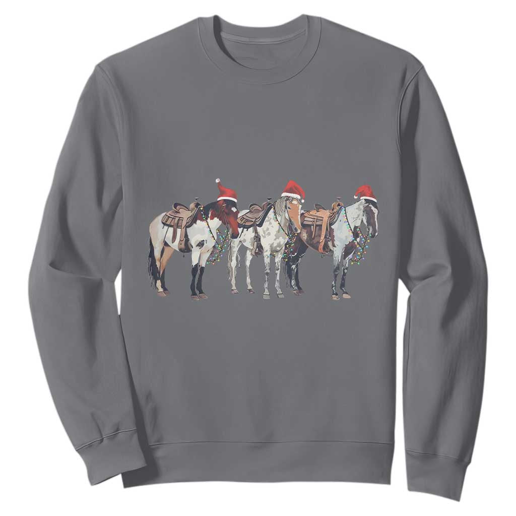 Horse Christmas Sweatshirt Western Cowboy Cowgirl Howdy Country TS10 Charcoal Print Your Wear
