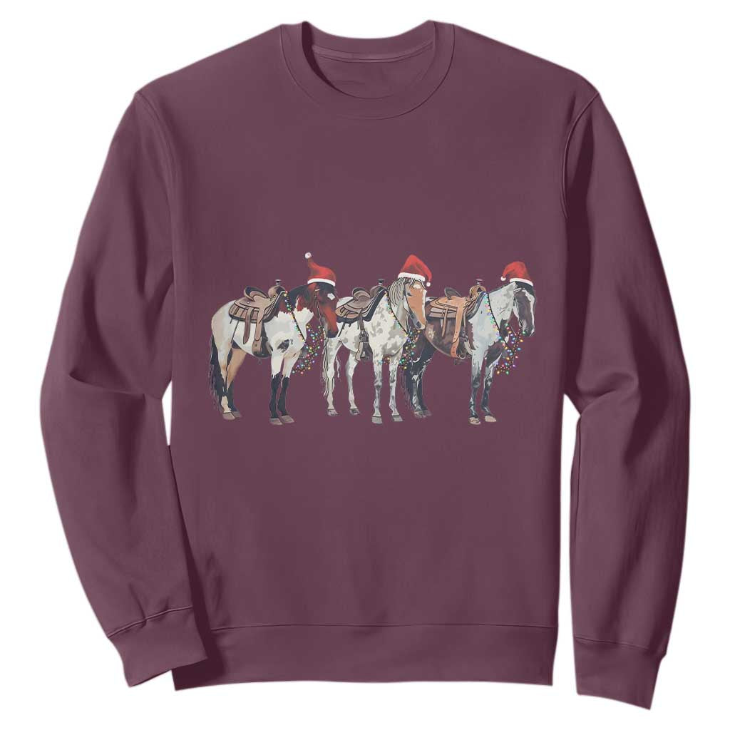 Horse Christmas Sweatshirt Western Cowboy Cowgirl Howdy Country TS10 Maroon Print Your Wear