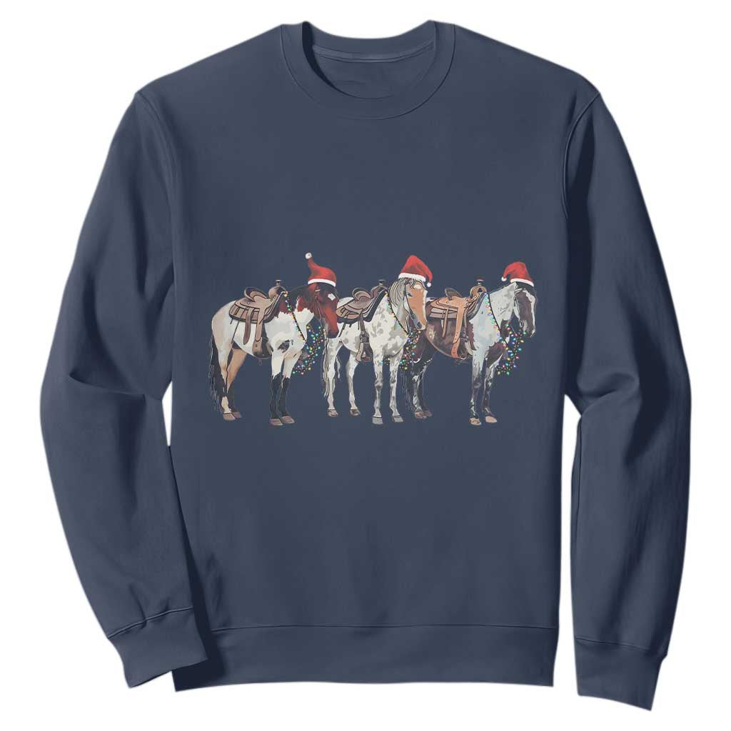 Horse Christmas Sweatshirt Western Cowboy Cowgirl Howdy Country TS10 Navy Print Your Wear