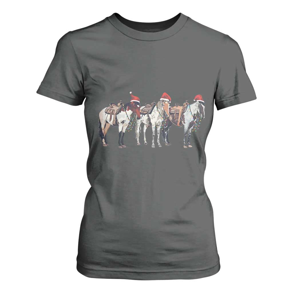 Horse Christmas T Shirt For Women Western Cowboy Cowgirl Howdy Country TS10 Dark Heather Print Your Wear