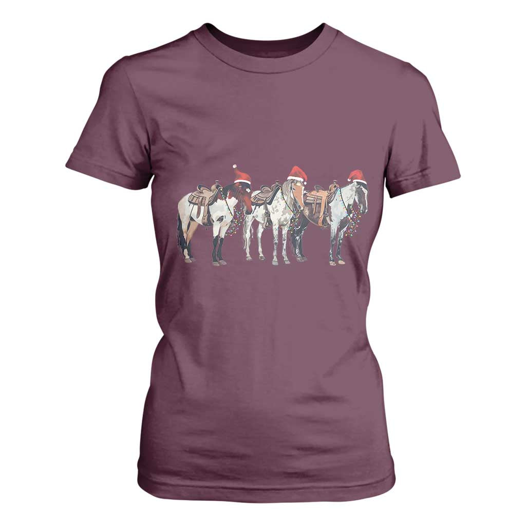 Horse Christmas T Shirt For Women Western Cowboy Cowgirl Howdy Country TS10 Maroon Print Your Wear