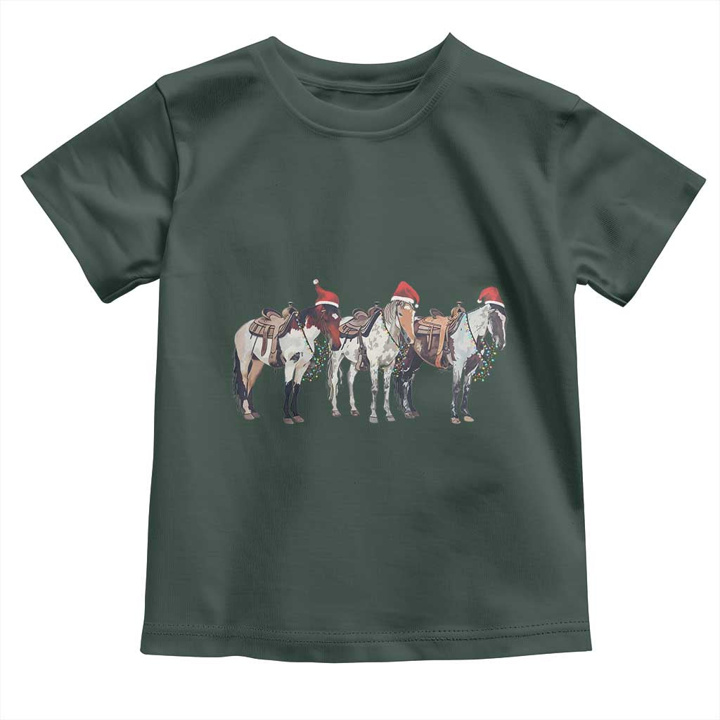 Horse Christmas Toddler T Shirt Western Cowboy Cowgirl Howdy Country TS10 Dark Forest Green Print Your Wear