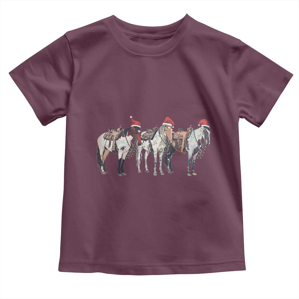 Horse Christmas Toddler T Shirt Western Cowboy Cowgirl Howdy Country TS10 Maroon Print Your Wear