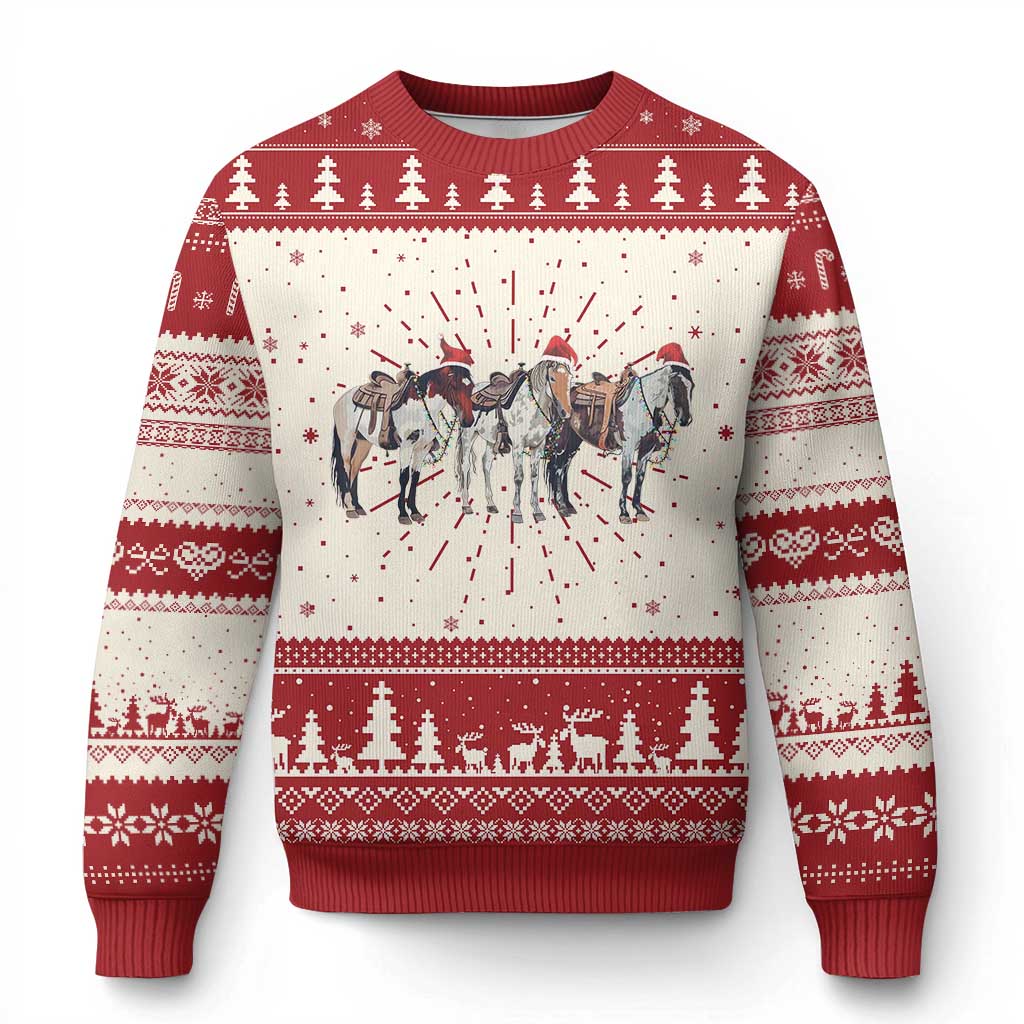 Horse Ugly Christmas Sweater Western Cowboy Cowgirl Howdy Country TS10 Red Print Your Wear