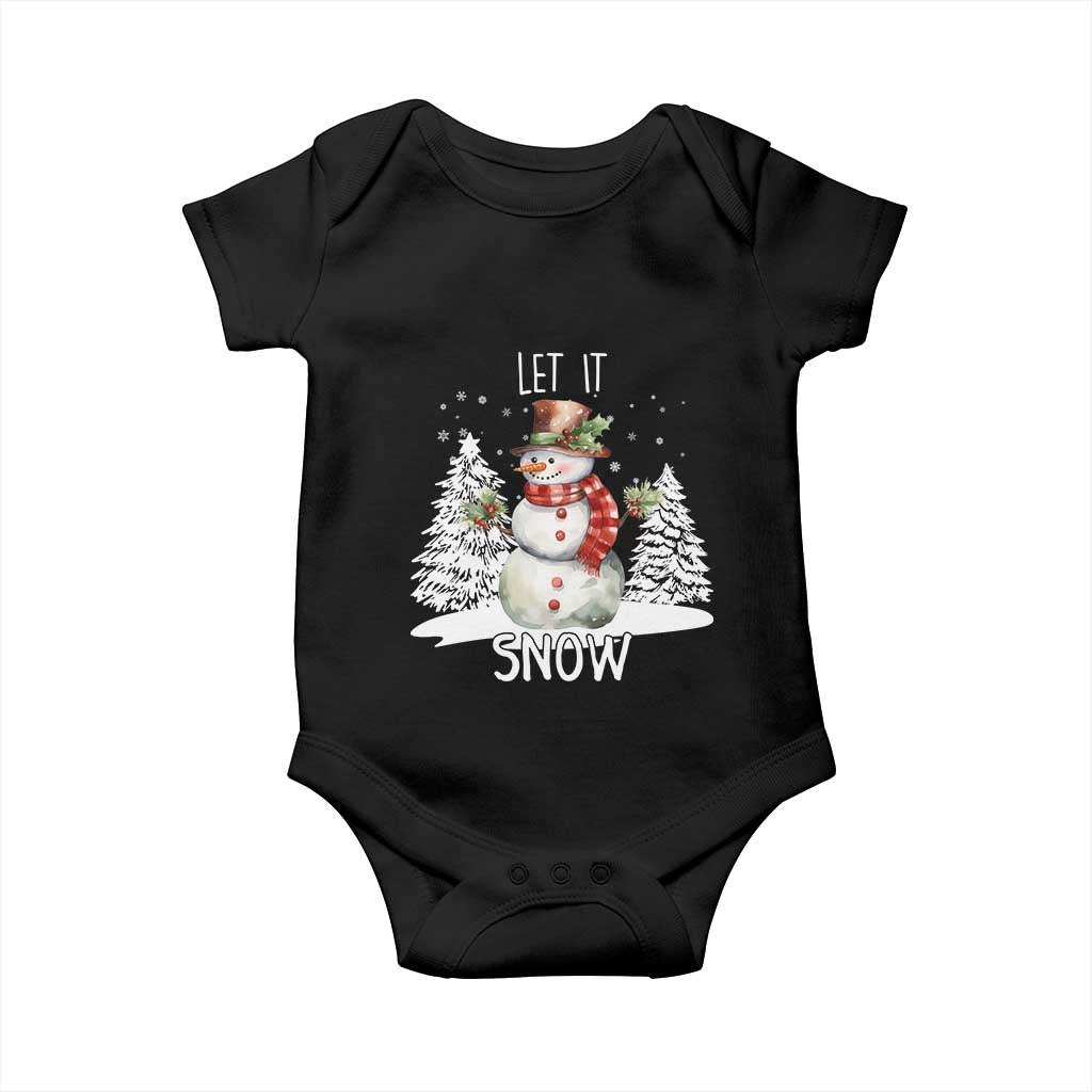 Christmas Let It Snow Baby Onesie Funny Snowman Snowflakes Xmas Tree TS10 Black Print Your Wear