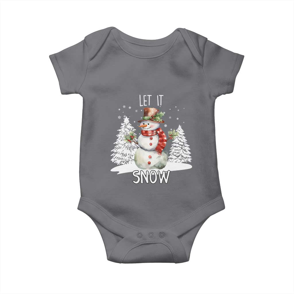 Christmas Let It Snow Baby Onesie Funny Snowman Snowflakes Xmas Tree TS10 Charcoal Print Your Wear