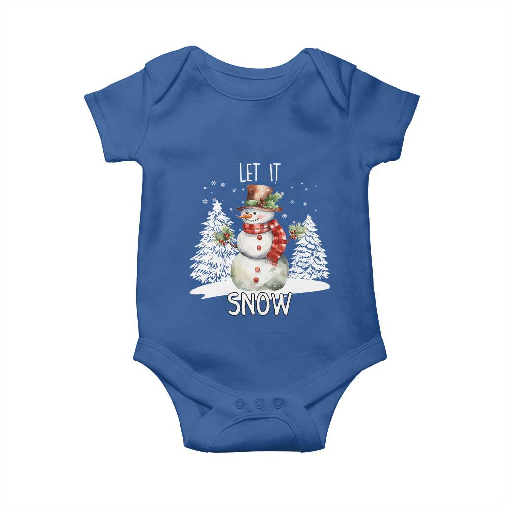 Christmas Let It Snow Baby Onesie Funny Snowman Snowflakes Xmas Tree TS10 Royal Blue Print Your Wear