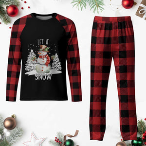 Christmas Let It Snow Plaid Pajama Set Funny Snowman Snowflakes Xmas Tree TS10 Buffalo Plaid Print Your Wear