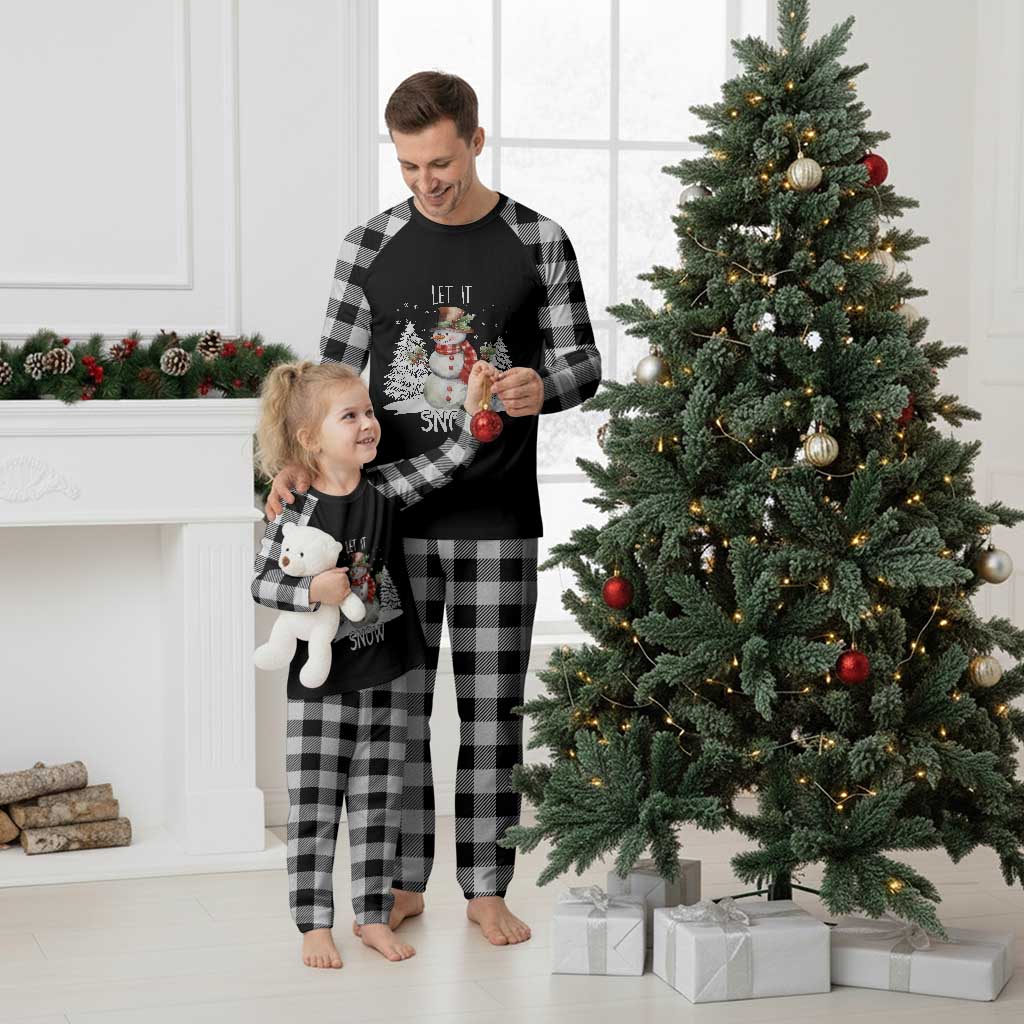 Christmas Let It Snow Plaid Pajama Set Funny Snowman Snowflakes Xmas Tree TS10 White Plaid Print Your Wear