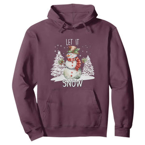 Christmas Let It Snow Hoodie Funny Snowman Snowflakes Xmas Tree TS10 Maroon Print Your Wear