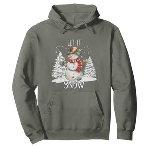 Christmas Let It Snow Hoodie Funny Snowman Snowflakes Xmas Tree TS10 Military Green Print Your Wear