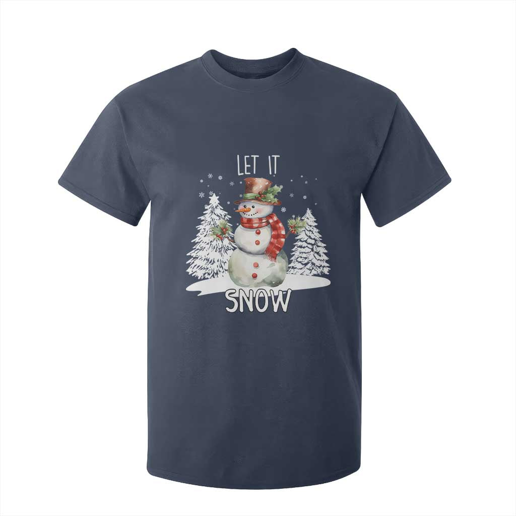 Christmas Let It Snow T Shirt For Kid Funny Snowman Snowflakes Xmas Tree TS10 Navy Print Your Wear