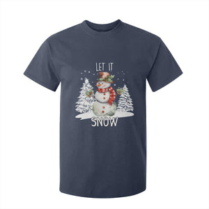 Christmas Let It Snow T Shirt For Kid Funny Snowman Snowflakes Xmas Tree TS10 Navy Print Your Wear