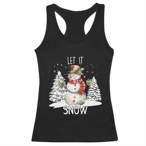 Christmas Let It Snow Racerback Tank Top Funny Snowman Snowflakes Xmas Tree TS10 Black Print Your Wear