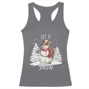 Christmas Let It Snow Racerback Tank Top Funny Snowman Snowflakes Xmas Tree TS10 Charcoal Print Your Wear