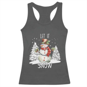 Christmas Let It Snow Racerback Tank Top Funny Snowman Snowflakes Xmas Tree TS10 Dark Heather Print Your Wear