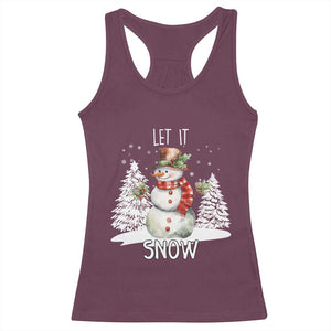 Christmas Let It Snow Racerback Tank Top Funny Snowman Snowflakes Xmas Tree TS10 Maroon Print Your Wear