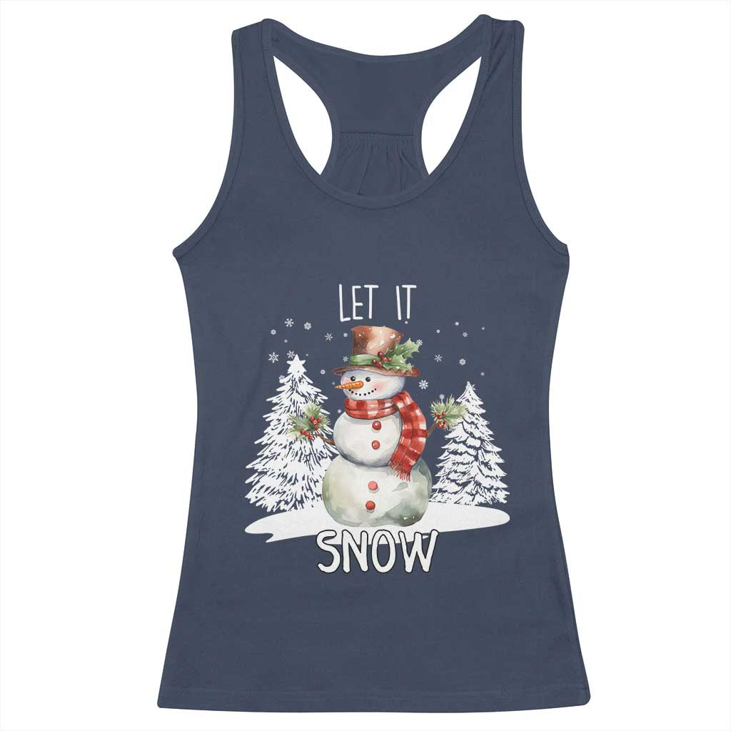 Christmas Let It Snow Racerback Tank Top Funny Snowman Snowflakes Xmas Tree TS10 Navy Print Your Wear