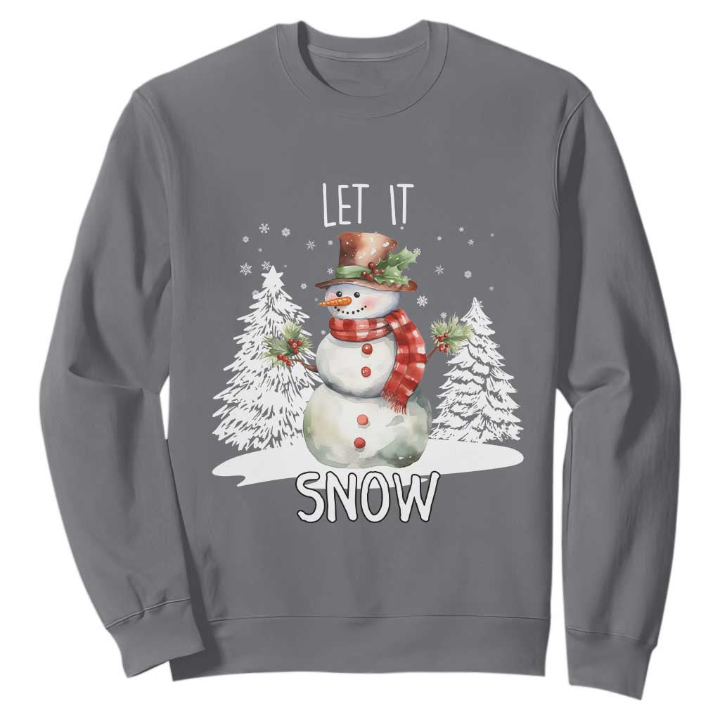 Christmas Let It Snow Sweatshirt Funny Snowman Snowflakes Xmas Tree TS10 Charcoal Print Your Wear