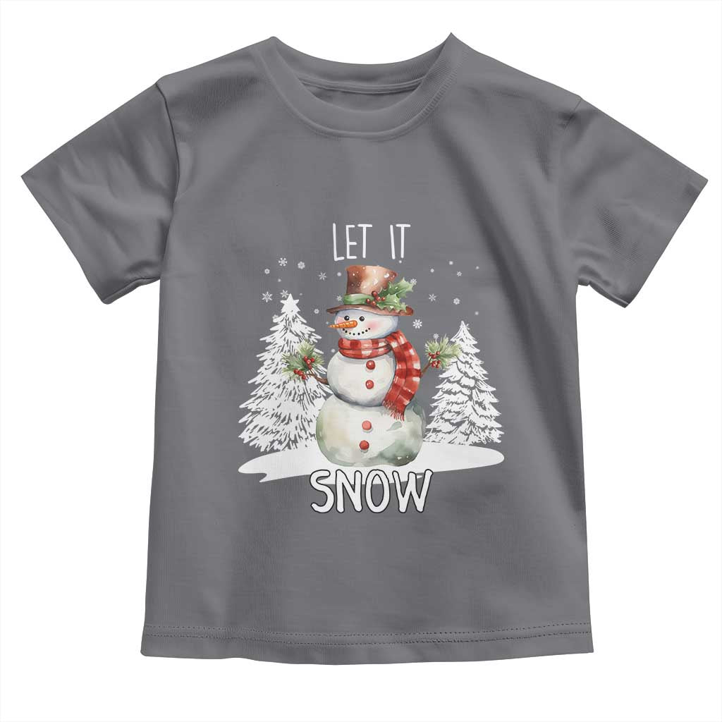Christmas Let It Snow Toddler T Shirt Funny Snowman Snowflakes Xmas Tree TS10 Charcoal Print Your Wear