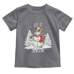 Christmas Let It Snow Toddler T Shirt Funny Snowman Snowflakes Xmas Tree TS10 Charcoal Print Your Wear