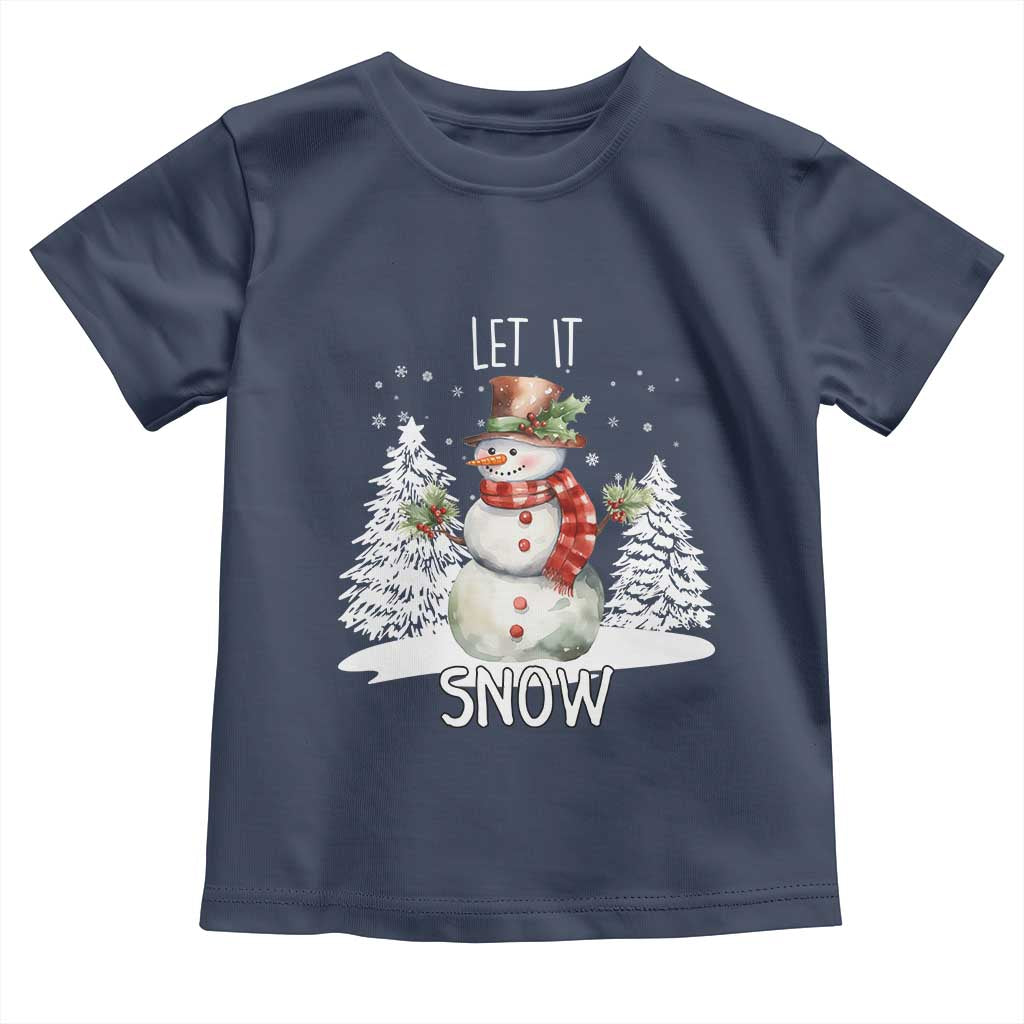 Christmas Let It Snow Toddler T Shirt Funny Snowman Snowflakes Xmas Tree TS10 Navy Print Your Wear