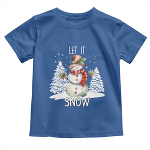 Christmas Let It Snow Toddler T Shirt Funny Snowman Snowflakes Xmas Tree TS10 Royal Blue Print Your Wear