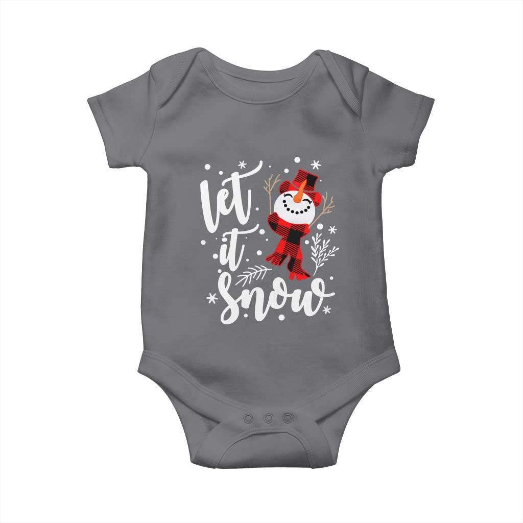 Christmas Let It Snow Baby Onesie Funny Snowman Snowflakes TS10 Charcoal Print Your Wear