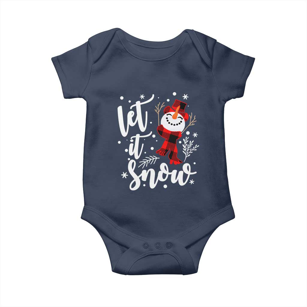 Christmas Let It Snow Baby Onesie Funny Snowman Snowflakes TS10 Navy Print Your Wear