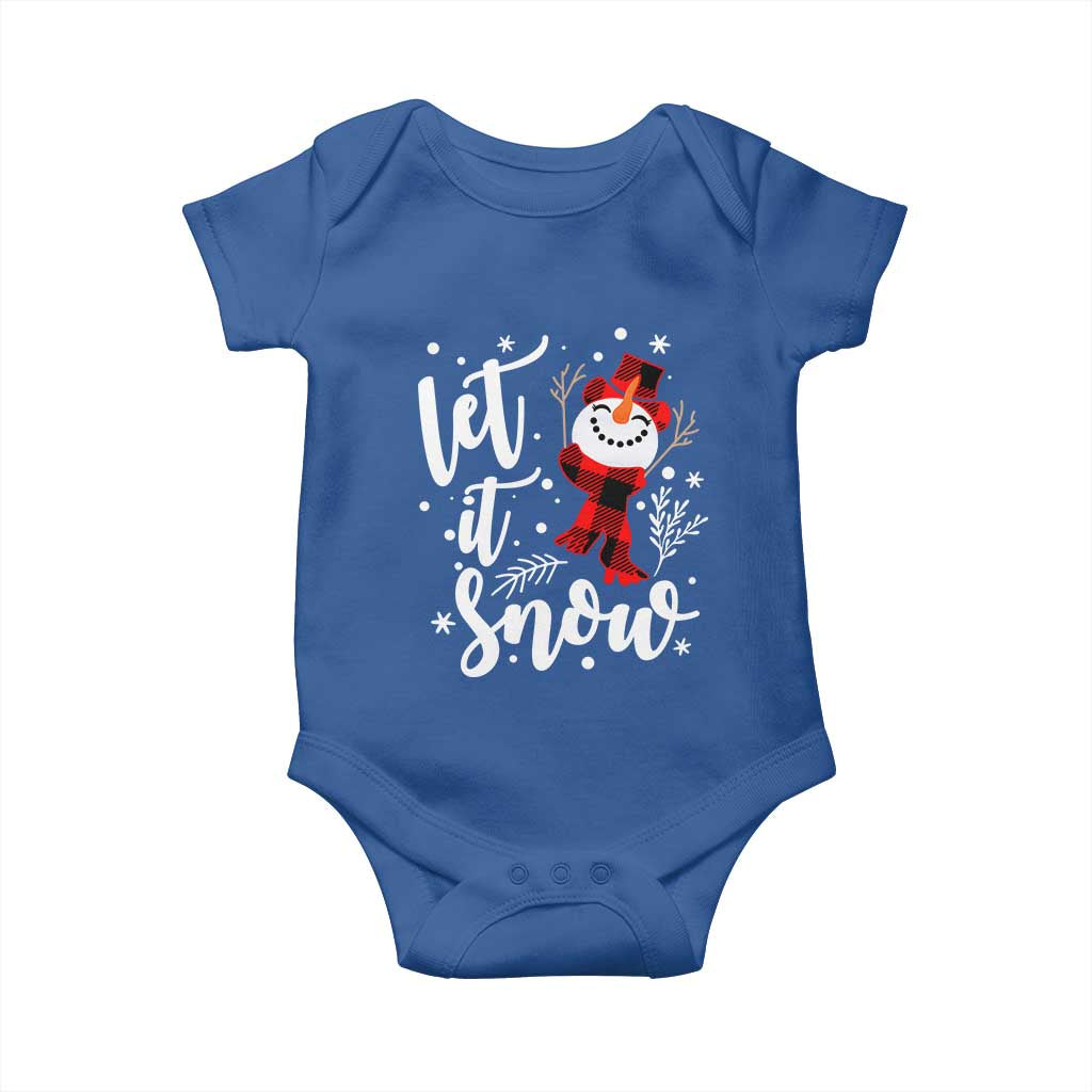 Christmas Let It Snow Baby Onesie Funny Snowman Snowflakes TS10 Royal Blue Print Your Wear