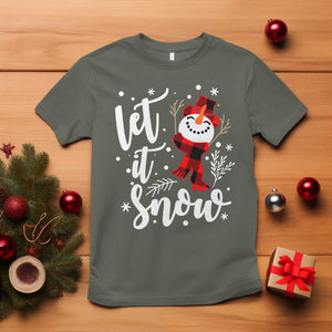 Christmas Let It Snow T Shirt Funny Snowman Snowflakes TS10 Military Green Print Your Wear