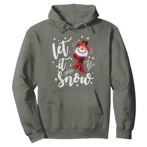 Christmas Let It Snow Hoodie Funny Snowman Snowflakes TS10 Military Green Print Your Wear