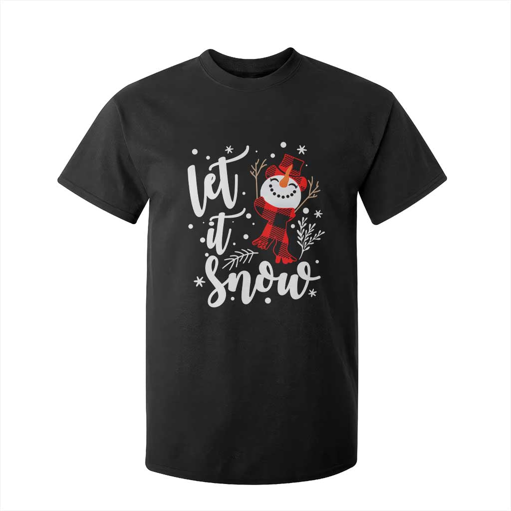 Christmas Let It Snow T Shirt For Kid Funny Snowman Snowflakes TS10 Black Print Your Wear