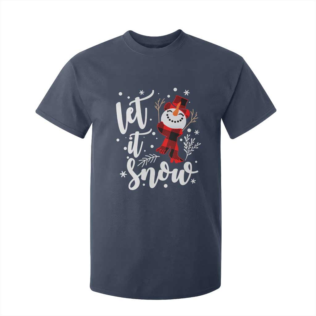 Christmas Let It Snow T Shirt For Kid Funny Snowman Snowflakes TS10 Navy Print Your Wear