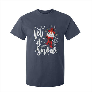 Christmas Let It Snow T Shirt For Kid Funny Snowman Snowflakes TS10 Navy Print Your Wear
