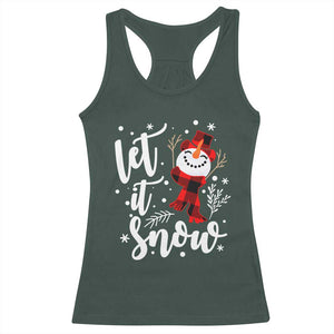 Christmas Let It Snow Racerback Tank Top Funny Snowman Snowflakes TS10 Dark Forest Green Print Your Wear