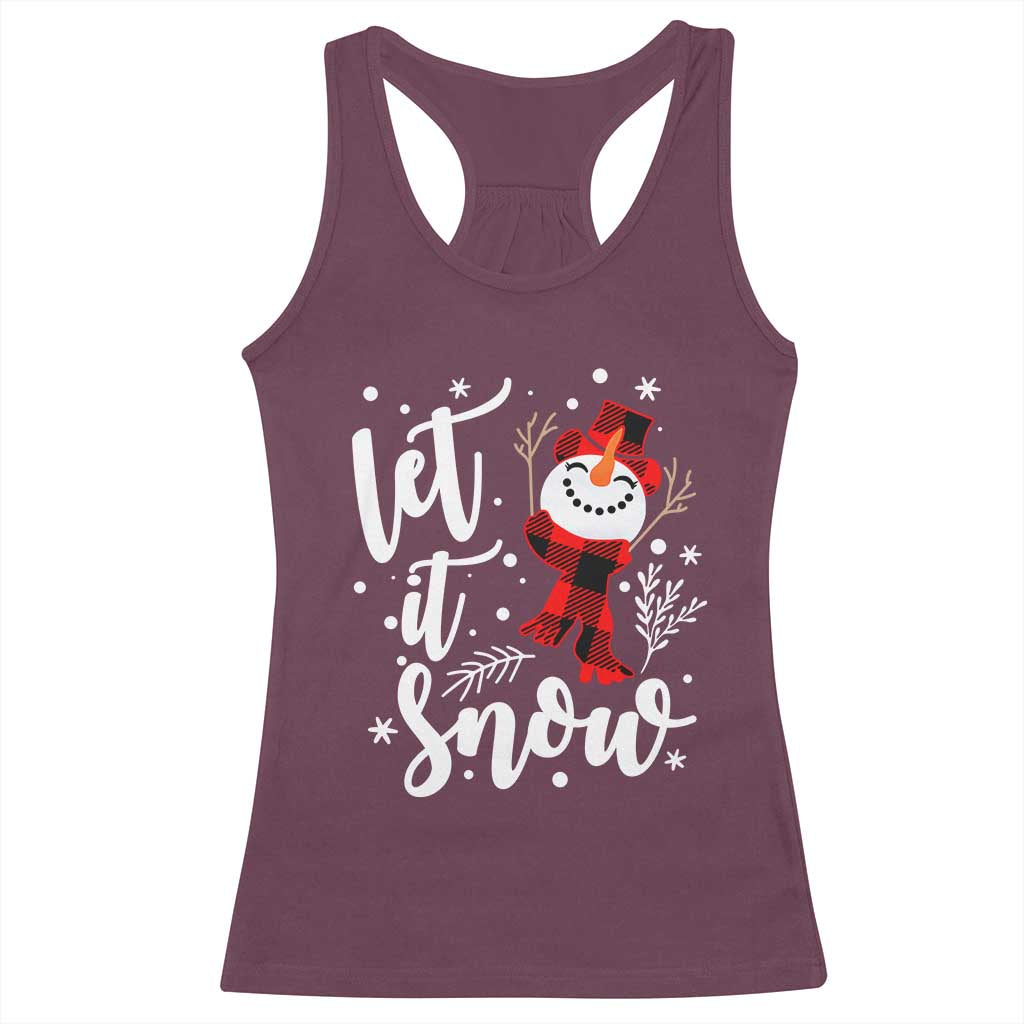 Christmas Let It Snow Racerback Tank Top Funny Snowman Snowflakes TS10 Maroon Print Your Wear