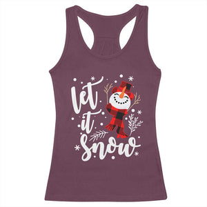 Christmas Let It Snow Racerback Tank Top Funny Snowman Snowflakes TS10 Maroon Print Your Wear