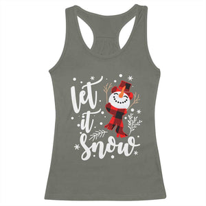 Christmas Let It Snow Racerback Tank Top Funny Snowman Snowflakes TS10 Military Green Print Your Wear