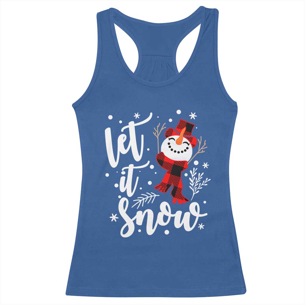 Christmas Let It Snow Racerback Tank Top Funny Snowman Snowflakes TS10 Royal Blue Print Your Wear