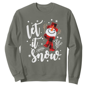 Christmas Let It Snow Sweatshirt Funny Snowman Snowflakes TS10 Military Green Print Your Wear