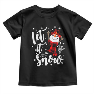 Christmas Let It Snow Toddler T Shirt Funny Snowman Snowflakes TS10 Black Print Your Wear