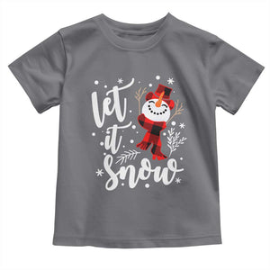 Christmas Let It Snow Toddler T Shirt Funny Snowman Snowflakes TS10 Charcoal Print Your Wear