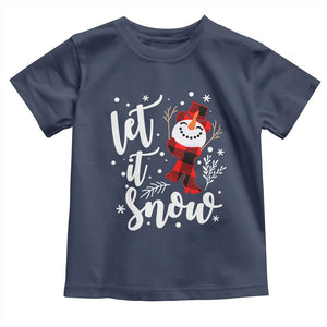 Christmas Let It Snow Toddler T Shirt Funny Snowman Snowflakes TS10 Navy Print Your Wear