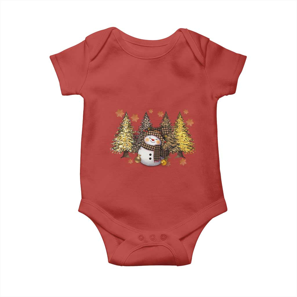 Christmas Snowman Baby Onesie Cute Winter Leopard Xmas Tree Farm TS10 Red Print Your Wear