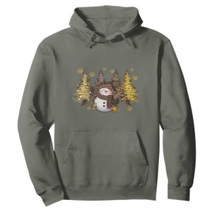 Christmas Snowman Hoodie Cute Winter Leopard Xmas Tree Farm TS10 Military Green Print Your Wear