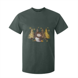 Christmas Snowman T Shirt For Kid Cute Winter Leopard Xmas Tree Farm TS10 Dark Forest Green Print Your Wear
