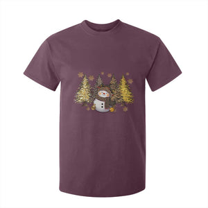 Christmas Snowman T Shirt For Kid Cute Winter Leopard Xmas Tree Farm TS10 Maroon Print Your Wear